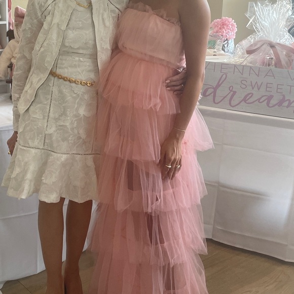 Lovers + Friends Dresses Lovers And Friends Bobbit Gown In Blush Pink Pink Ruffle Gown